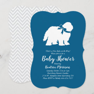 Invitation Vieux anglais Sheepdog Chien Baby shower Garçon Bl