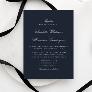 Invitation Vieux argent Esthétique Marine Bleu Élégant Mariag