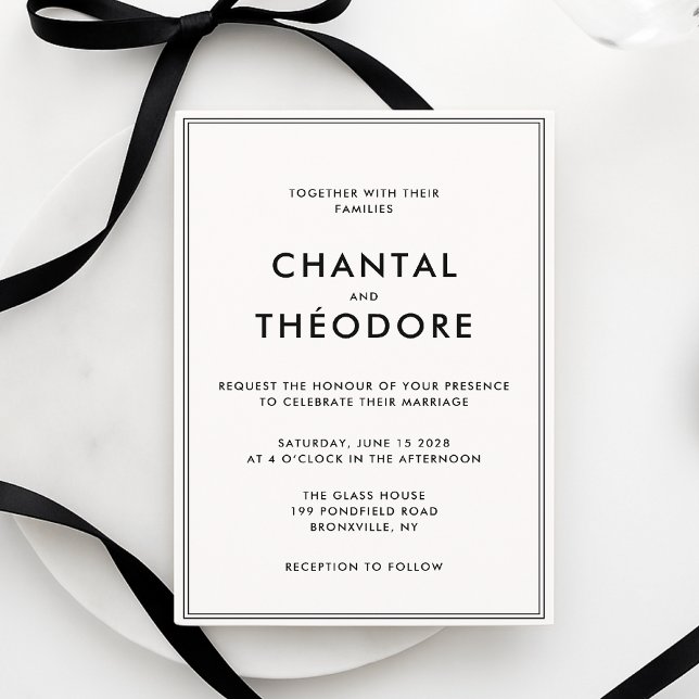 Invitation Vieux argent | Luxe Tranquille | Noir et blanc (Créateur téléchargé)