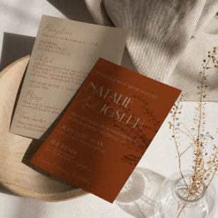 Invitation Vieux Argent Orange Brûlé Or Tout En Un Mariage