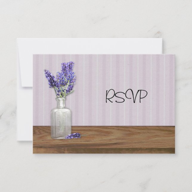 Invitation Vieux Bouteille De Lavender Mariage Réception RSVP (Devant)