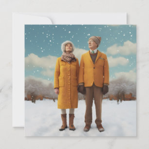 Invitation Vieux Couple Dans La Neige