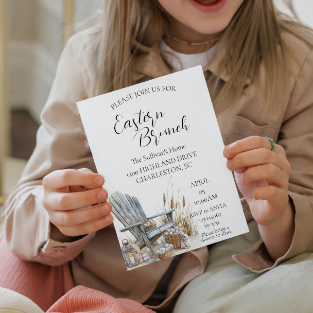 Invitation Vieux fauteuil autour des oeufs Brunch de Pâques (Créateur téléchargé)