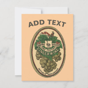 Invitation Vieux gingembre Vin Étiquette Modifier le texte