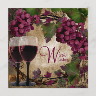 Invitation Vieux Monde Vintage Red Green Raisins Dégustation 