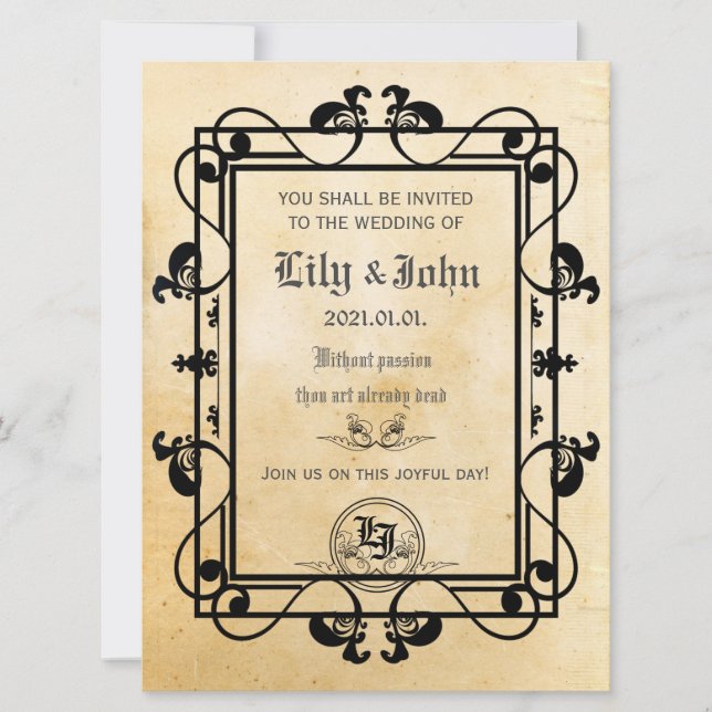 Invitation Vieux papier médiéval personnalisable (Devant)