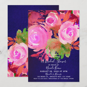 Invitation Vif mariage floral moderne violet printemps