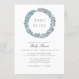 Invitation Vigne bleu acier Baby shower de courroie hydroco