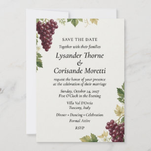 Invitation Vigne & Vigne Toscane Élégant Enregistrer la Date