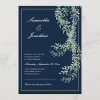 Vignes à feuilles vertes Sage | Mariage bleu marin