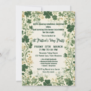 Invitation Vignes de trèfle vert Fête funky de la Saint-Patri
