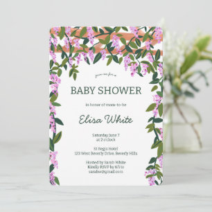 Invitation Vignes Fleurs de Wisteria CUSTOM QR Code Baby show