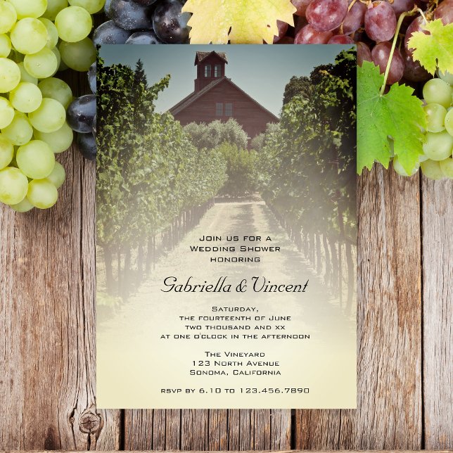 Invitation Vignoble et Wedding shower de la grange rouge (Créateur téléchargé)