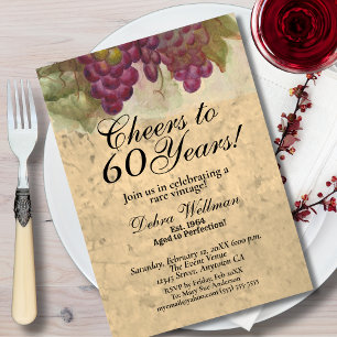 Invitation Vignoble Vin Thème Élégant 60e Anniversaire