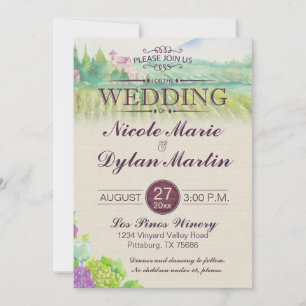Invitation Vignobles de campagne Mariage Vignoble Bourgogne