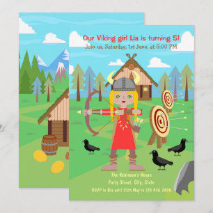 Invitation Viking Girl pratiquant l'arc et la flèche Parti