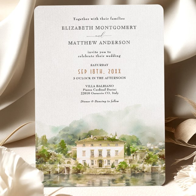 Invitation Villa Balbiano Lac de Côme Italie Mariage (Créateur téléchargé)