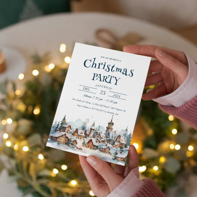 Invitation Village d'hiver Décor fête de Noël (Créateur téléchargé)