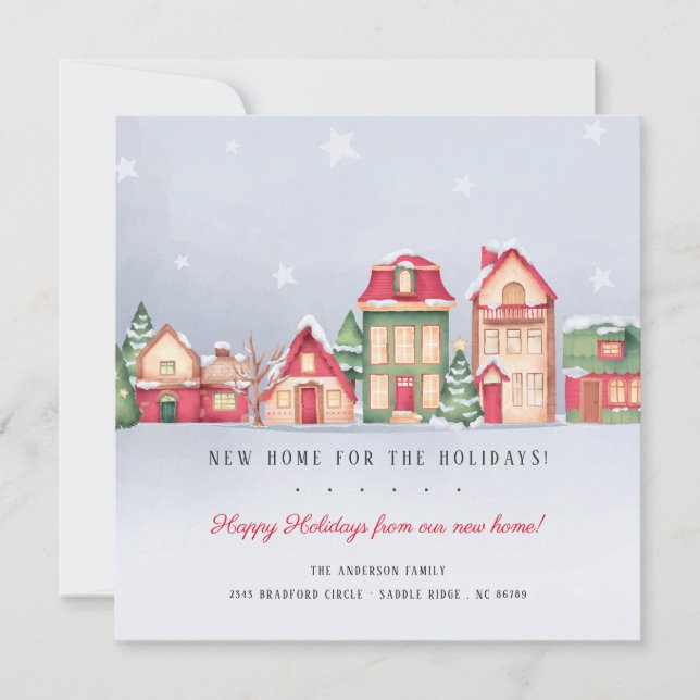 Invitation Village d'hiver Nouvelle maison pour les fêtes Noë (Devant)