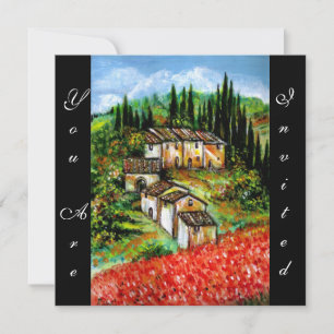 Invitation VILLAGE RUSTIQUE ANTIQUE EN TOSCANE, rouge bleu no