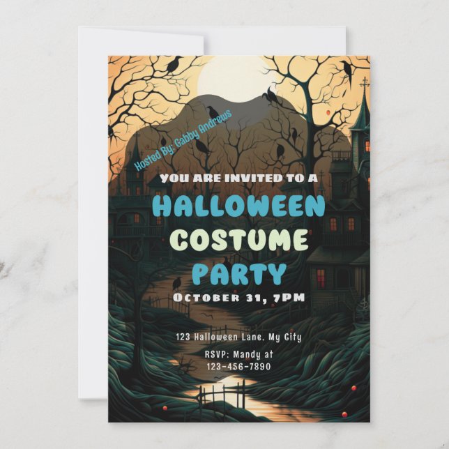 Invitation Ville d'Halloween Vintage Halloween (Devant)