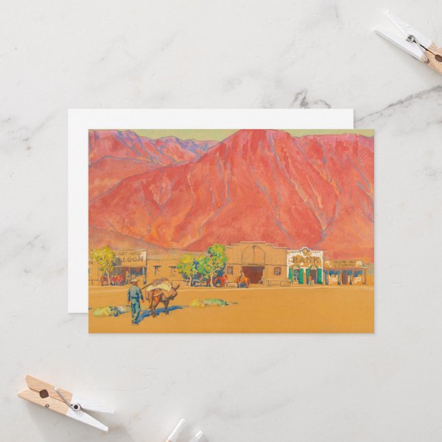 Invitation Ville et falaises par Maynard Dixon (Devant/Arrière en situation)