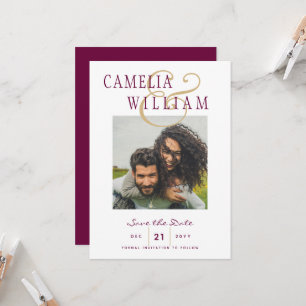 Invitation Vin Berry Gold Mariage PHOTO Enregistrer la date