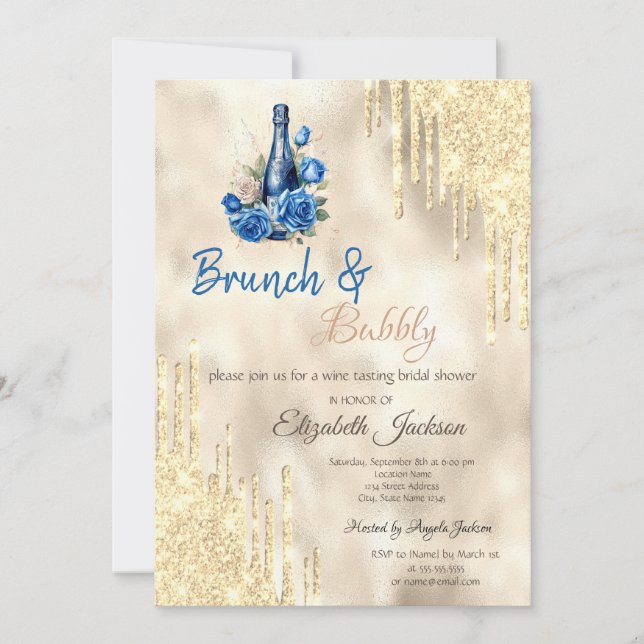 Invitation Vin Bleu Rose Gold Drives Brunch & Bubbly (Devant)