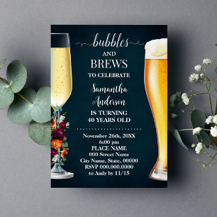 Invitation Vin Blue Bubble & Brew Anniversaire