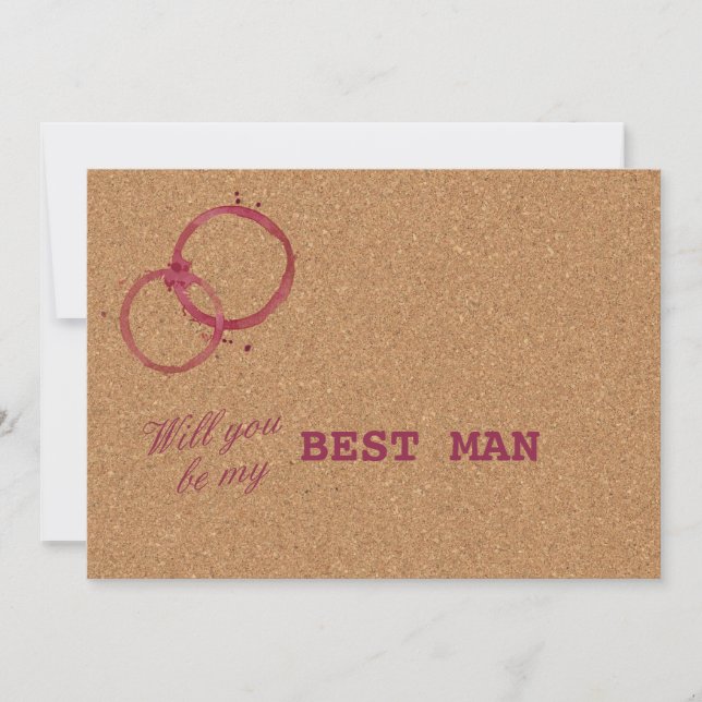 Invitation Vin Cork Mariage Tu Seras Mon MEILLEUR HOMME (Devant)