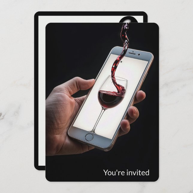 Invitation Vin de fête du 50e anniversaire sur Smartphone (Devant / Derrière)
