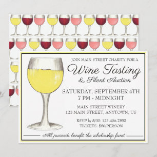 Invitation Vin Dégustation Vin Blanc Verre Vignoble Événement