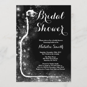 Invitation Vin d'invitation pour la douche nuptiale noire et