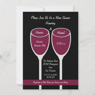 Invitation Vin Douche ou douche nuptiale Invitation, Vin roug