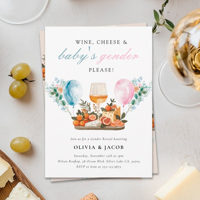 Invitation Vin et fromage Fête de la Révélation de genre (Créateur téléchargé)