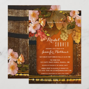 Invitation Vin Floral Thème String Lumières Fête des mariées