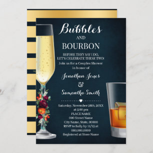 Invitation Vin Marine Bubbles & Bourbon Couples Mariage de do