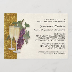 Invitation Vin moderne Champagne Verre Fête des mariées à thè