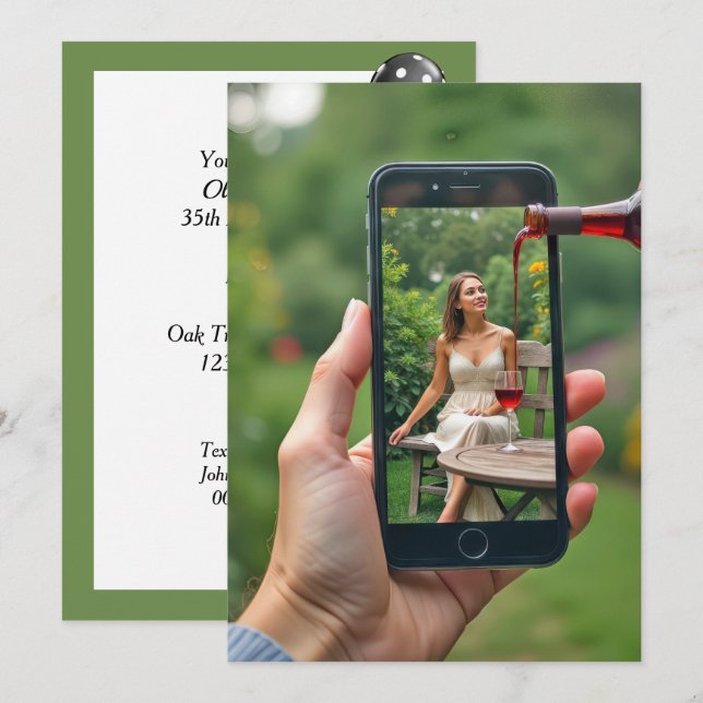 Invitation Vin pouring 35e fête d'anniversaire (Devant / Derrière)