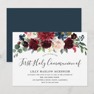 Invitation Vin rouge Bourgogne Première communion sainte Invi