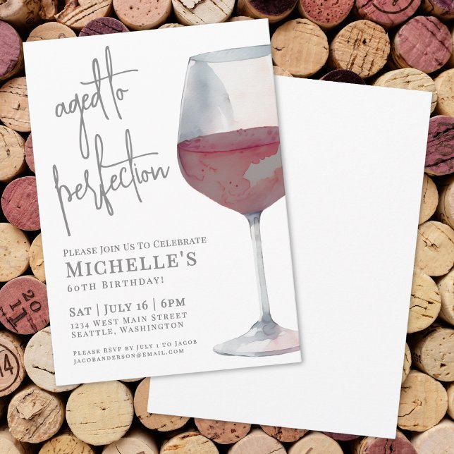 Invitation Vin rouge Soixante-60e fête d'anniversaire (Red Wine Sixty 60th Birthday Party Invitation)