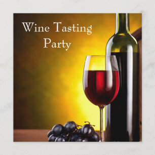 Invitation Vin Rouge Verre Bouteille Vin Dégustation