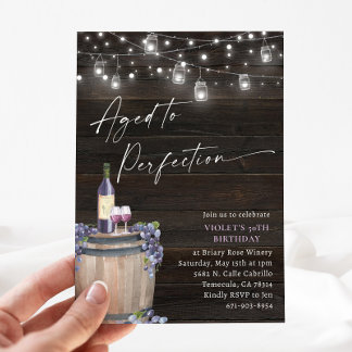 Invitation Vin Rustique Anniversaire, Âgé À La Perfection
