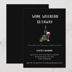 Invitation Vin Simple Raisin Noir Week-end Getaway Personnali