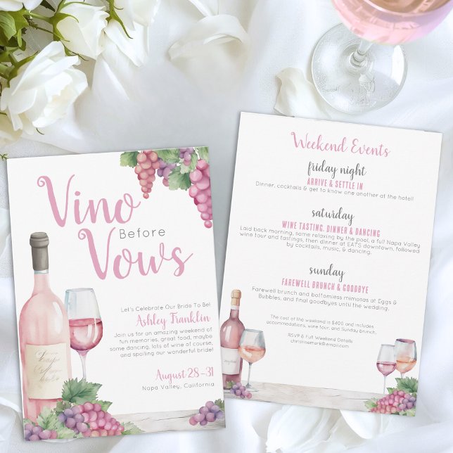 Invitation Vin Vin Avant Vows Bachelorette (Vino Before Vows Bachelorette Party Invitation)