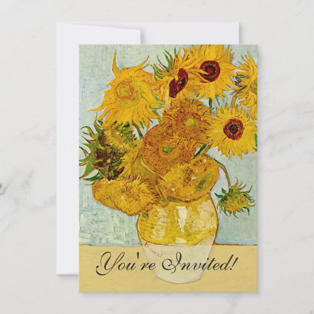 Invitation Vincent Van Gogh 12 Tournesols Impressionniste (Devant)