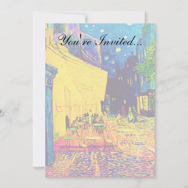 Invitation Vincent Van Gogh - Café Terrasse Au Night Pop Art (Devant)