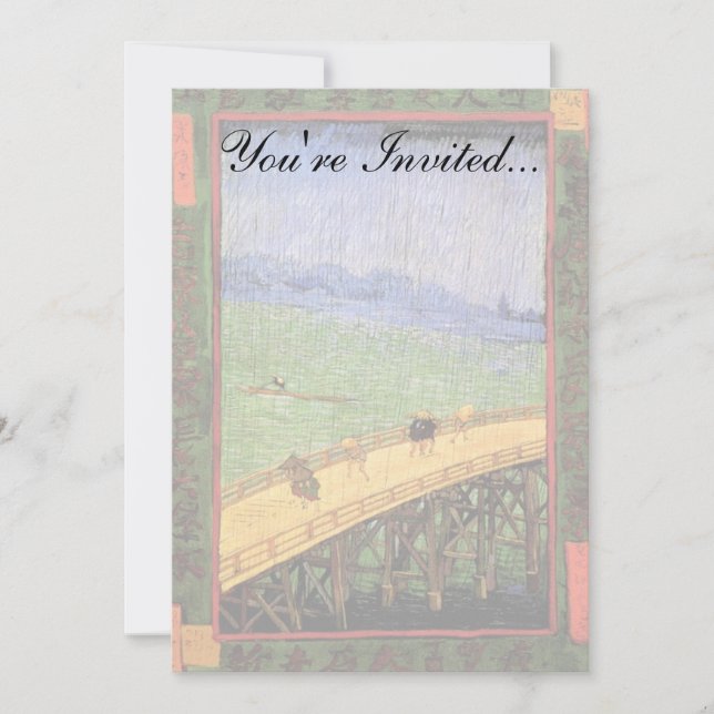 Invitation Vincent Van Gogh - Pont Dans La Pluie Art Japonais (Devant)