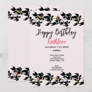 INVITATION VINE ROSEBUD PHOTO HAPPY BANTHDAY GREETING CARD