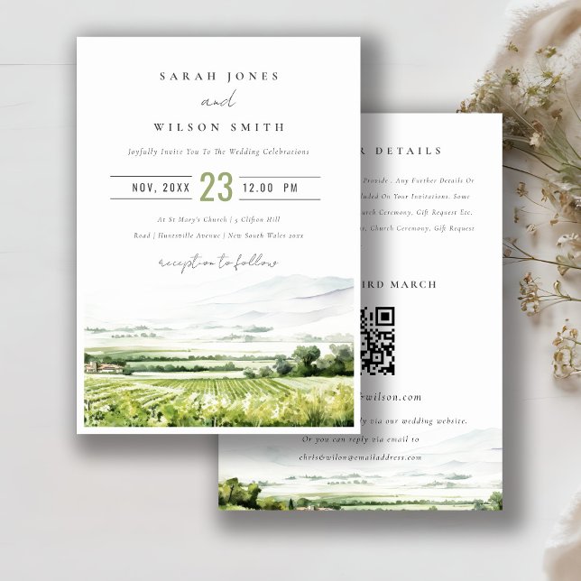 Invitation Vineyard Landscape All in One Wedding RSVP Détail (Créateur téléchargé)